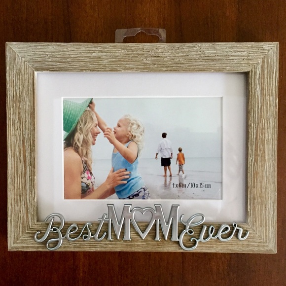 Best Mom Ever 4x6 wooden frame. 3d silver letters. - Picture 1 of 4